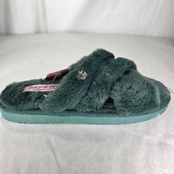NWT Juicy Couture Women's Jovie Open Toe Slippers - Forest Green - Picture 3 of 6
